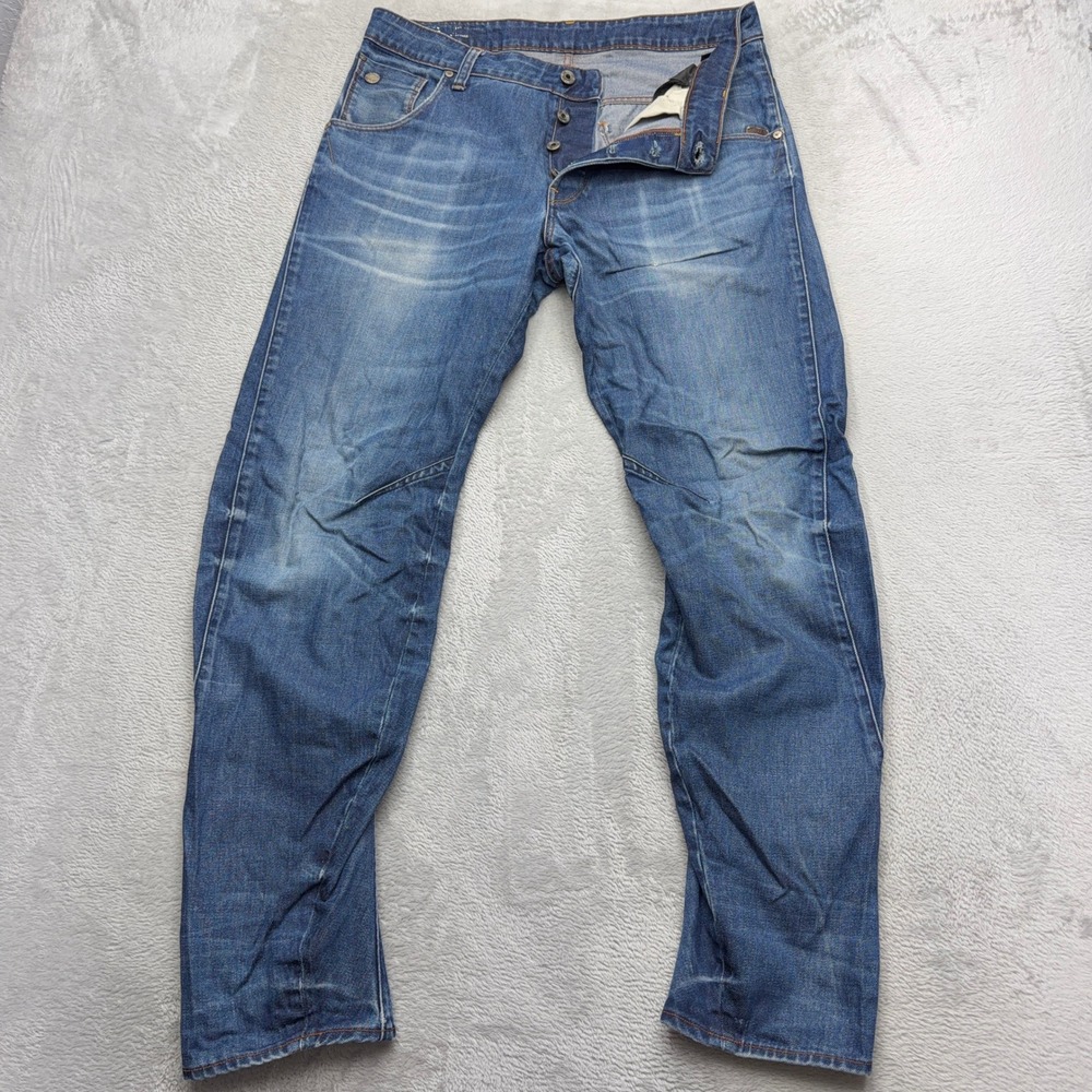 G-Star Raw Jeans Mens 33x34 Blue Arc 3D Tapered Twisted Denim D02023-4639-5543